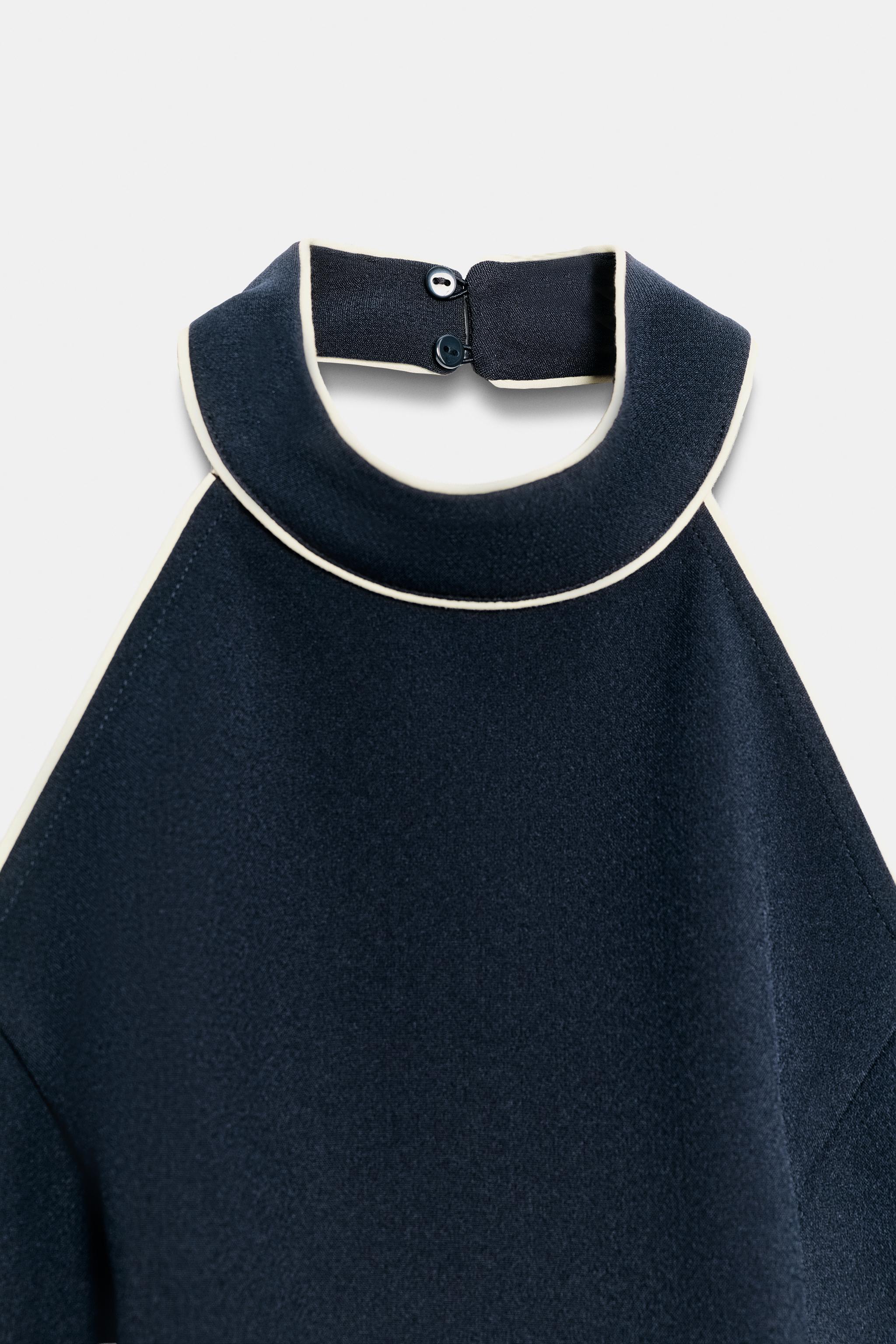 CONTRAST PIPING HALTER TOP